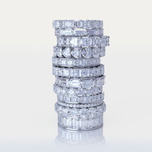 White Gold and Diamond Eternity Bands with various Diamond Cuts, Sizes and Setting styles