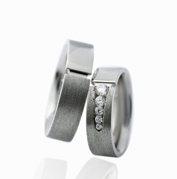 White Gold Men’s Wedding Band, with or without Diamonds in a Channel setting.